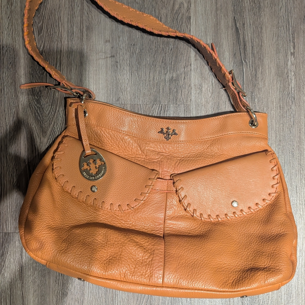 90s Orange Leather Shoulder Bag